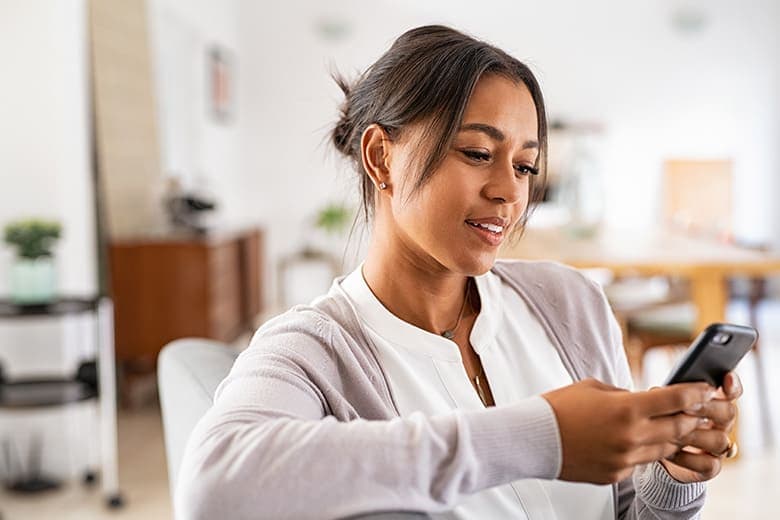 Woman looking at cell phone