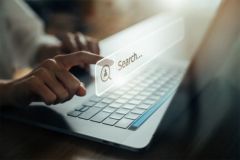 searching the internet from a laptop