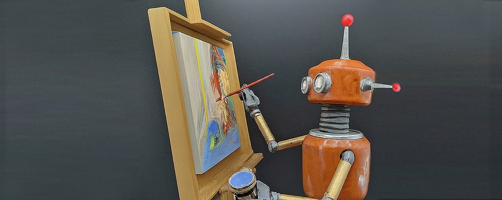 robot making a painting