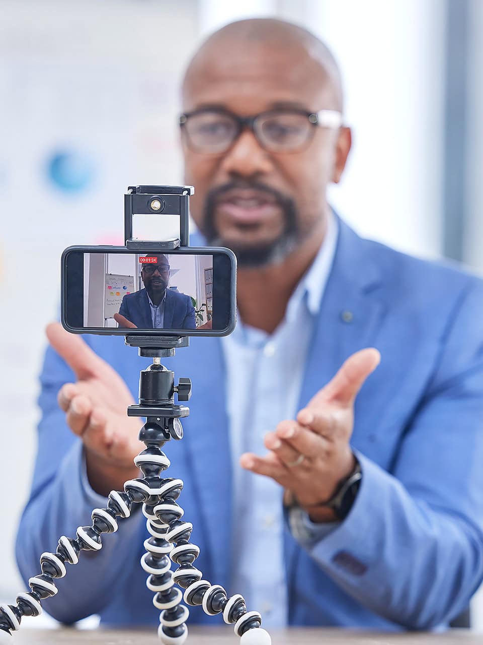 Attorney video content creation with his phone