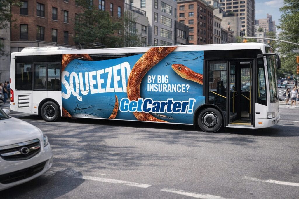 Cm squeezed snake bus wrap on city street 1536x1024