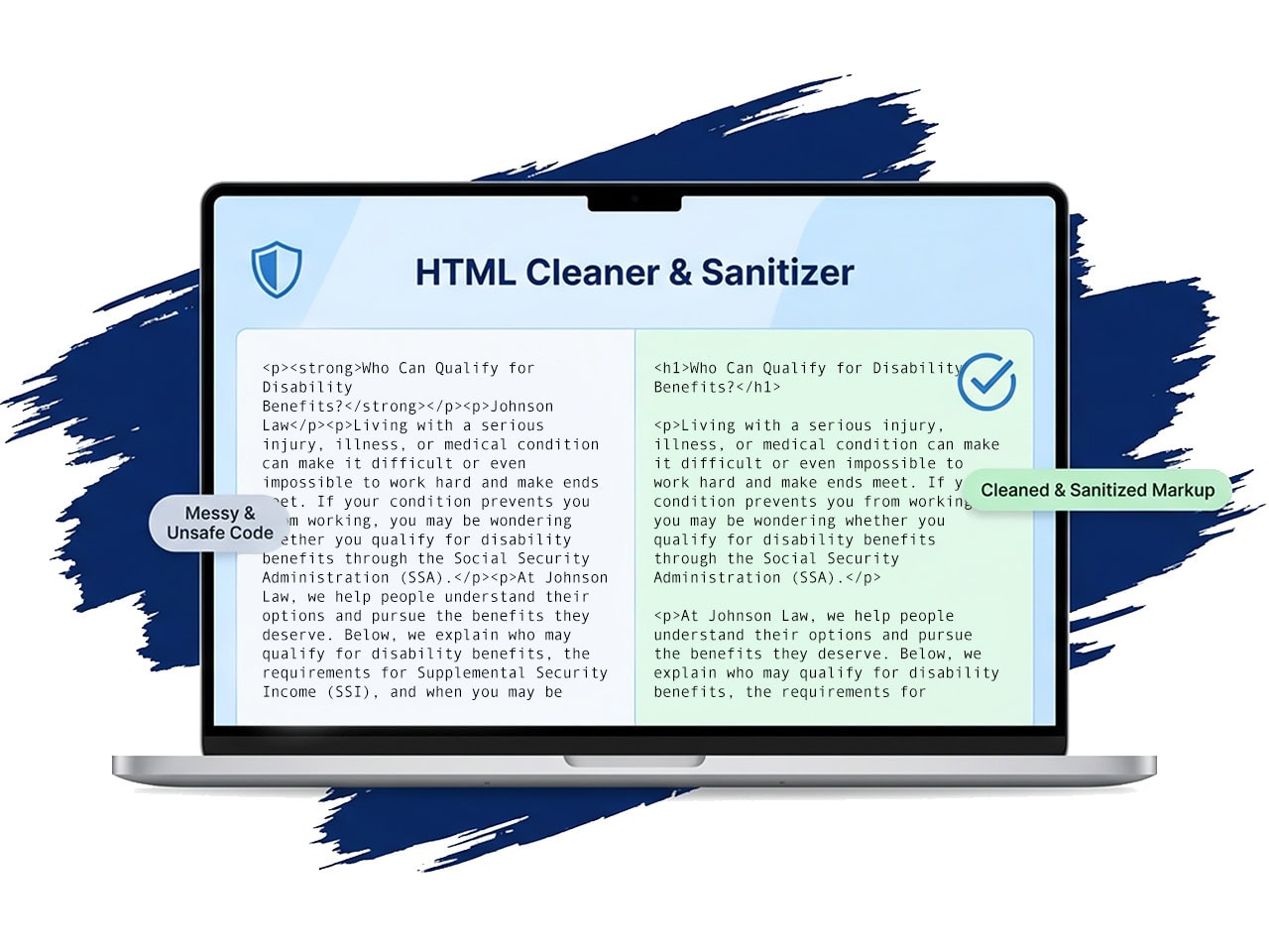 Html sanitizer tool cta