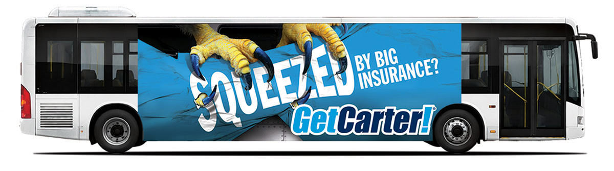 Squeezed bus wrap eagle