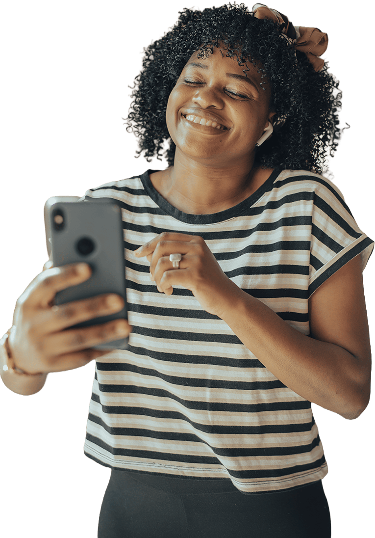 Happy woman on phone